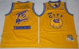 Wholesale Cheap Men's Golden State Warriors #42 Nate Thurmond The City Yellow Hardwood Classics Soul Swingman Throwback Jersey