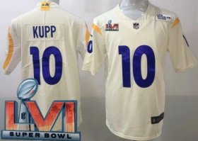 Wholesale Cheap Men\'s Los Angeles Rams #10 Cooper Kupp Limited Bone 2022 Super Bowl LVI Bound Vapor Jersey