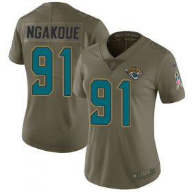 Wholesale Cheap Nike Jaguars #91 Yannick Ngakoue Olive Women\'s Stitched NFL Limited 2017 Salute to Service Jersey