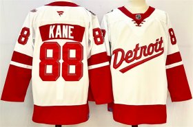 Men\'s Detroit Red Wings #88 Patrick Kane White Red 2024-25 Stitched Jersey