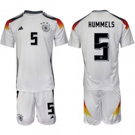 Cheap Men\'s Germany #5 Hummels White 2024-25 Home Soccer Jersey Suit