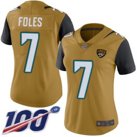 Wholesale Cheap Nike Jaguars #7 Nick Foles Gold Women\'s Stitched NFL Limited Rush 100th Season Jersey