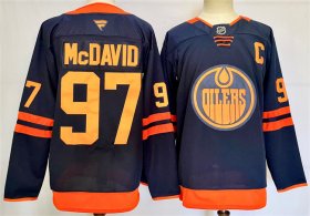 Men\'s Edmonton Oilers #97 Connor McDavid Navy 2024-25 C Patch Stitched Jersey