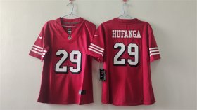 Cheap Women\'s San Francisco 49ers #29 Talanoa Hufanga Red Alternate Vapor Football Stitched Jersey(Run Small)