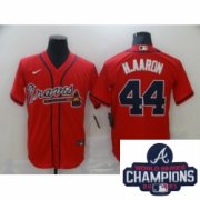 Wholesale Cheap Men Nike Atlanta Braves 44 Hank Aaron Nike Rde Stitched MLB 2021 Champions Patch Jersey