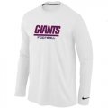 Wholesale Cheap Nike New York Giants Authentic Font Long Sleeve T-Shirt White