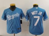 Cheap Youth Kansas City Royals #7 Bobby Witt Jr Light Blue Cool Base Stitched Jersey