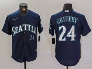 Cheap Men's Seattle Mariners #24 Ken Griffey Jr Navy Cool Base Stitched Baseball Jersey