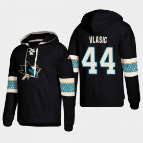 Wholesale Cheap San Jose Sharks #44 Marc-Edouard Vlasic Black adidas Lace-Up Pullover Hoodie