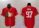 Cheap Men's San Francisco 49ers #97 Nick Bosa Red With Patch Cool Base Stitched Baseball Jersey