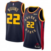 Cheap Men's Golden State Warriors #22 Andrew Wiggins Navy 2024-25 City Edition Stitched Basketball Jersey