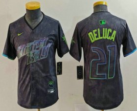 Cheap Youth Tampa Bay Rays #21 Jonny DeLuca Charcoal 2024 City Connect Limited Stitched Jersey