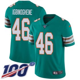 Wholesale Cheap Nike Dolphins #46 Noah Igbinoghene Aqua Green Alternate Men\'s Stitched NFL 100th Season Vapor Untouchable Limited Jersey