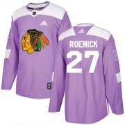 Wholesale Cheap Adidas Blackhawks #27 Jeremy Roenick Purple Authentic Fights Cancer Stitched NHL Jersey