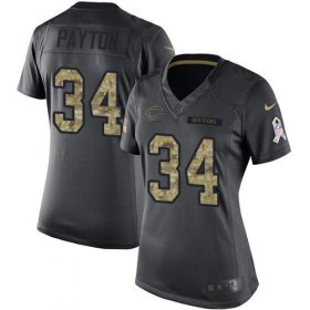 Wholesale Cheap Nike Bears #34 Walter Payton Black Women\'s Stitched NFL Limited 2016 Salute to Service Jersey