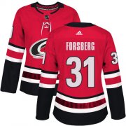 Wholesale Cheap Adidas Hurricanes #31 Anton Forsberg Red Home Authentic Women's Stitched NHL Jersey