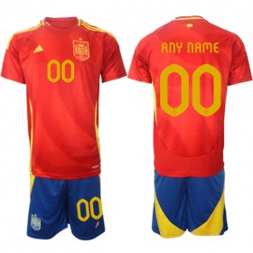 Cheap Men\'s Spain Team Custom 2024-25 Red Home Soccer Jersey Suit