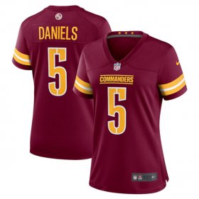 Cheap Women\'s Washington Commanders #5 Jayden Daniels Burgundy 2024 Draft Football Stitched Jersey(Run Small)