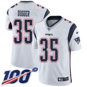 Wholesale Cheap Nike Patriots #35 Kyle Dugger White Youth Stitched NFL 100th Season Vapor Untouchable Limited Jersey