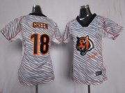 Wholesale Cheap Nike Bengals #18 A.J. Green Zebra Women's Stitched NFL Elite Jersey