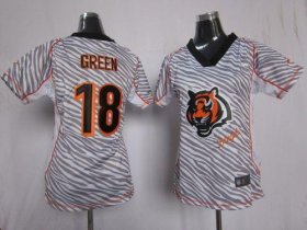 Wholesale Cheap Nike Bengals #18 A.J. Green Zebra Women\'s Stitched NFL Elite Jersey