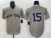 Cheap Men's New York Yankees #15 Thurman Munson Grey Stitched Nike Cool Base Jersey