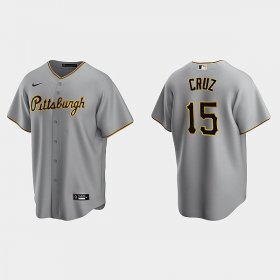 Cheap Mens Pittsburgh Pirates #15 Oneil Cruz Nike Gray Road CoolBase Jersey