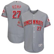 Wholesale Cheap Men's Reds #27 Matt Kemp Majestic Gray 150th Anniversary Road Authentic Collection Flex Base Player Jersey