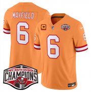 Cheap Men's Tampa Bay Buccaneers #6 Baker Mayfield Orange F.U.S.E. 2024 NFC South Champions With 4-Star C Patch Limited Stitched Jersey