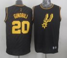 Wholesale Cheap San Antonio Spurs #20 Manu Ginobili Revolution 30 Swingman 2014 Black With Gold Jersey