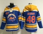 Wholesale Cheap Mets #48 Jacob DeGrom Blue Sawyer Hooded Sweatshirt MLB Hoodie