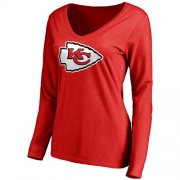 Wholesale Cheap Women's Kansas City Chiefs Pro Line Primary Team Logo Slim Fit Long Sleeve T-Shirt Red