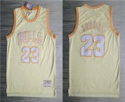 Wholesale Cheap Men's Chicago Bulls #23 Michael Jordan Gold Hardwood Classics Soul Throwback Limited Jersey