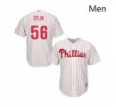 Wholesale Cheap Mens Philadelphia Phillies 56 Zach Eflin Replica White Red Strip Home Cool Base Baseball Jersey