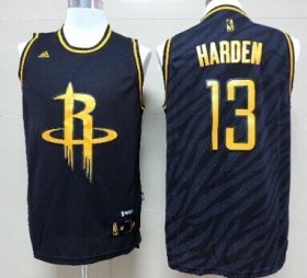 Wholesale Cheap Houston Rockets #13 James Harden Revolution 30 Swingman 2014 Black With Gold Jersey