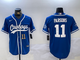 Men\'s Dallas Cowboys #11 Micah Parsons Light Blue Stitched Cool Base Nike Baseball Jerseys