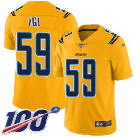 Wholesale Cheap Nike Chargers #59 Nick Vigil Gold Men\'s Stitched NFL Limited Inverted Legend 100th Season Jersey