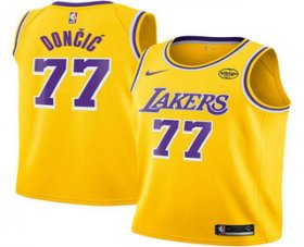 Men\'s Los Angeles Lakers #77 Luka Doncic Yellow 2025 Icon Edition Stitched Jersey