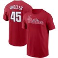 Wholesale Cheap Philadelphia Phillies #45 Zack Wheeler Nike Name & Number T-Shirt Red