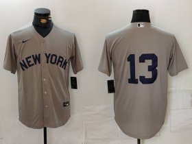 Men\'s New York Yankees #13 Jazz Chisholm Jr Grey Cool Base Stitched Jersey