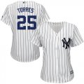 Wholesale Cheap Yankees #25 Gleyber Torres White Strip Home Women's Stitched MLB Jersey