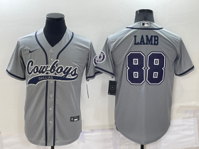 Wholesale Cheap Men\'s Dallas Cowboys #88 CeeDee Lamb Grey Stitched Cool Base Nike Baseball Jersey