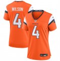 Cheap Women's Denver Broncos #4 Zach Wilson Orange 2024 Stitched Jersey(Run Small)