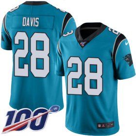 Wholesale Cheap Nike Panthers #28 Mike Davis Blue Alternate Men\'s Stitched NFL 100th Season Vapor Untouchable Limited Jersey