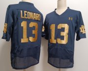 Cheap Men's Notre Dame Fighting Irish #13 Riley Leonard Name Navy Blue College Stitched Jersey