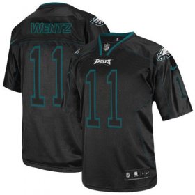 Wholesale Cheap Nike Eagles #11 Carson Wentz Lights Out Black Men\'s Stitched NFL Elite Jersey