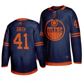 Wholesale Cheap Edmonton Oilers #41 Mike Smith Blue 2019-20 Third Alternate Jersey