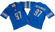 Cheap Women's Detroit Lions #97 Aidan Hutchinson Blue 2023 F.U.S.E. Vapor Limited Football Stitched Jersey(Run Smaller)