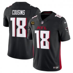 Cheap Men\'s Atlanta Falcons #18 Kirk Cousins Black 2024 F.U.S.E With 4-Star C Patch Vapor Untouchable Limited Stitched Football Jersey