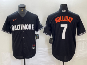 Cheap Men\'s Baltimore Orioles #7 Jackson Holliday Black 2023 City Connect Cool Base Stitched Jersey